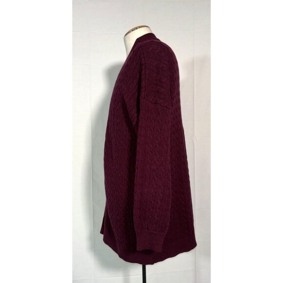 NWT LAURA Petites Chunky Knit Ribbed Burgundy Long Cardigan Knitted Jacket Sz XL - Picture 5 of 16